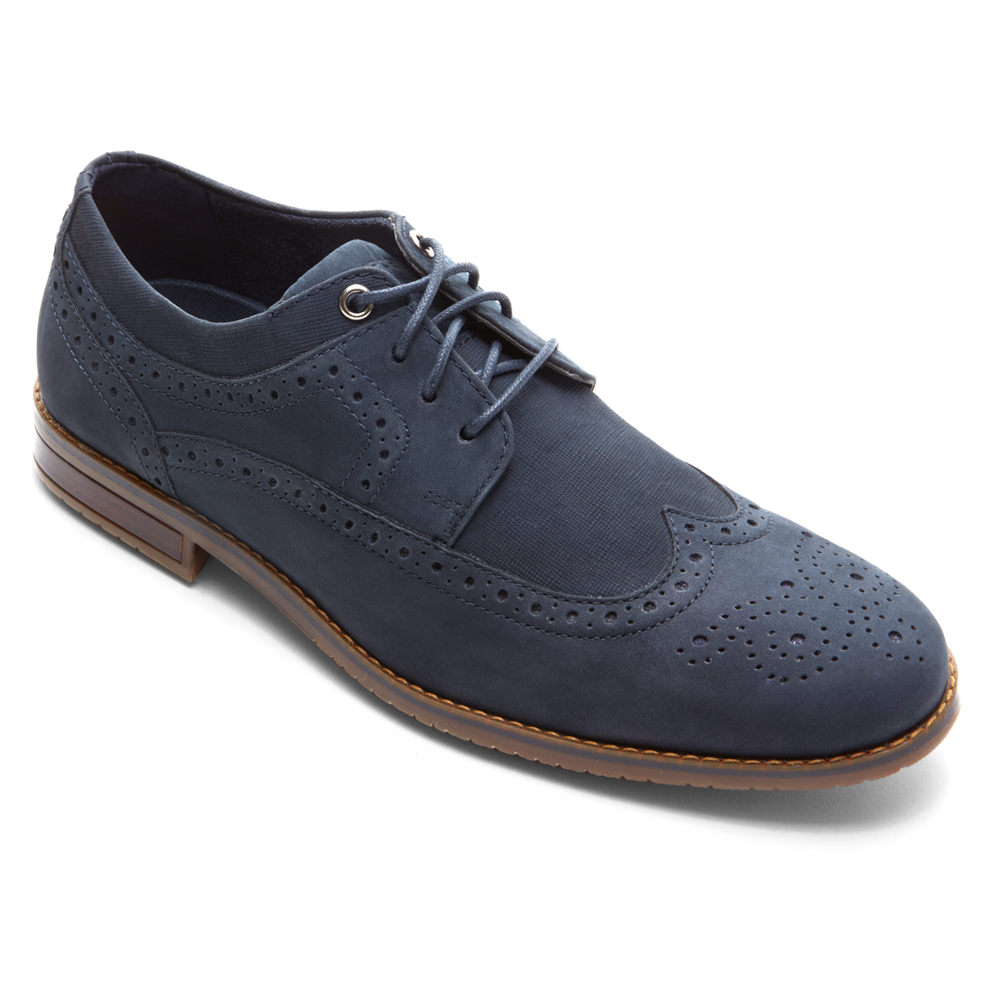 Rockport Singapore Mens Oxfords - Style Purpose 3 Wingtip Navy - IQ1245698